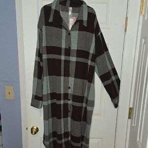 Emerald Plaid Shacket, 2X